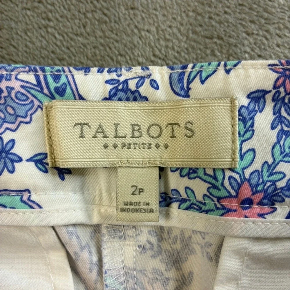 Talbots Petite Blue Pink Paisley Chino Shorts Size‎ 2P Cotton Stretch Summer